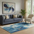 5' X 8' Navy Blue And Gold Abstract Washable Area Rug With UV Protection