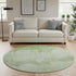 8' Artichoke Green And Ivory Abstract Washable Round Rug With UV Protection