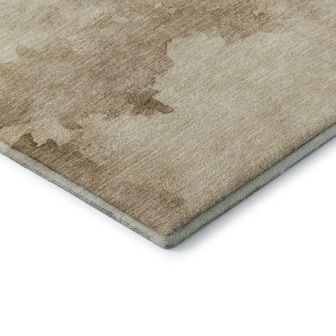 5' X 8' Gold And Beige Abstract Washable Area Rug With UV Protection