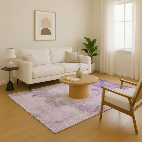 9' X 12' Lavender And Purple Abstract Washable Area Rug With UV Protection