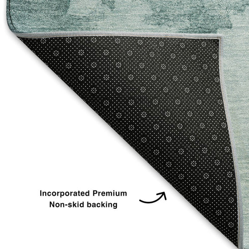 8' X 10' Teal And Aqua Abstract Washable Area Rug With UV Protection