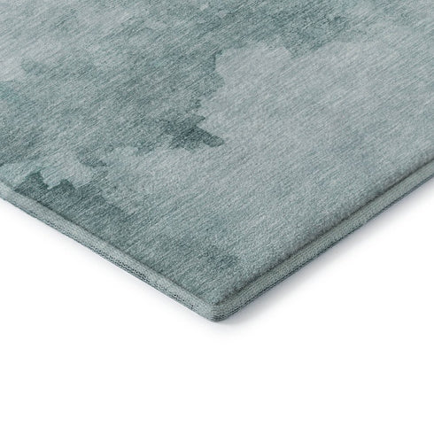 8' X 10' Teal And Aqua Abstract Washable Area Rug With UV Protection
