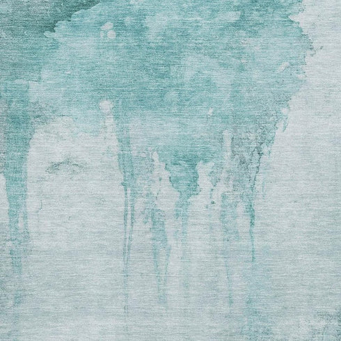 8' X 10' Teal And Aqua Abstract Washable Area Rug With UV Protection
