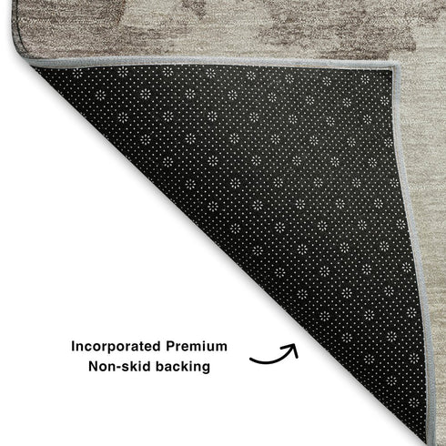 9' X 12' Taupe And Beige Abstract Washable Area Rug With UV Protection