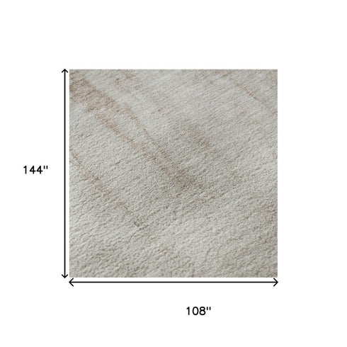 9' X 12' Taupe And Beige Abstract Washable Area Rug With UV Protection