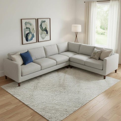 9' X 12' Taupe And Beige Abstract Washable Area Rug With UV Protection