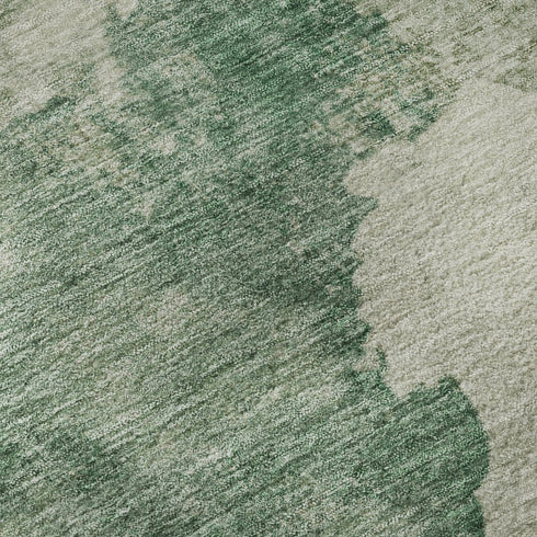 5' X 8' Emerald And Gold Abstract Washable Area Rug With UV Protection