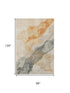 8' X 10' Orange Gray And Silver Abstract Washable Area Rug With UV Protection