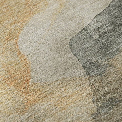 8' X 10' Orange Gray And Silver Abstract Washable Area Rug With UV Protection