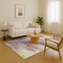 8' X 10' Purple Gold And Ivory Abstract Washable Area Rug With UV Protection