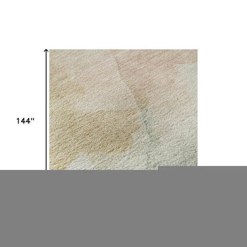 9' X 12' Pearl Teal And Ivory Abstract Washable Area Rug With UV Protection