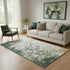 5' X 8' Emerald Ivory And Gold Floral Washable Area Rug With UV Protection