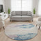 8' Pearl Blue And Lavender Abstract Washable Round Rug With UV Protection