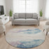 8' Pearl Blue And Lavender Abstract Washable Round Rug With UV Protection