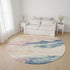 8' Pearl Blue And Lavender Abstract Washable Round Rug With UV Protection