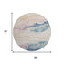 8' Pearl Blue And Lavender Abstract Washable Round Rug With UV Protection