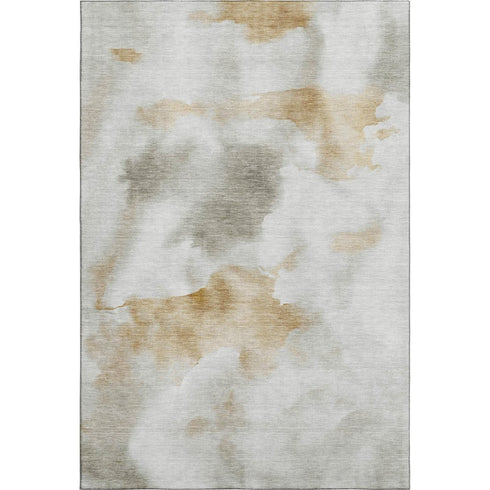 5' X 8' Beige Gray And Copper Abstract Washable Area Rug With UV Protection