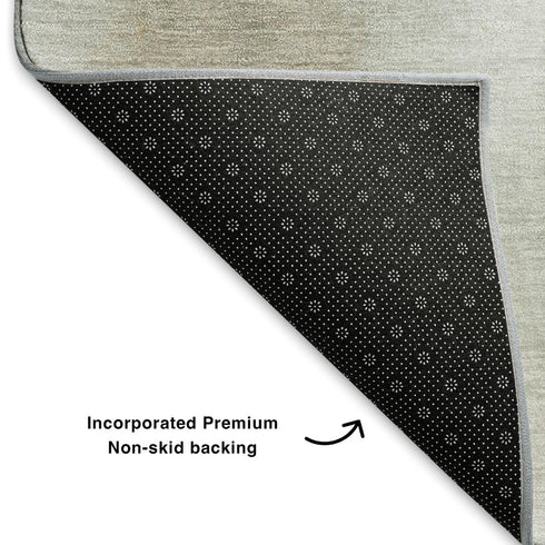 5' X 8' Beige Gray And Copper Abstract Washable Area Rug With UV Protection