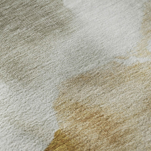 5' X 8' Beige Gray And Copper Abstract Washable Area Rug With UV Protection