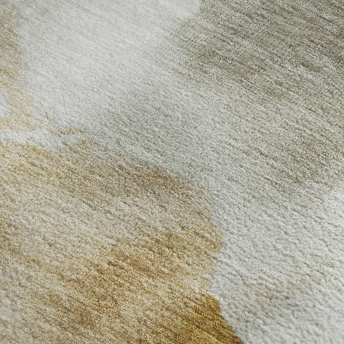 5' X 8' Beige Gray And Copper Abstract Washable Area Rug With UV Protection