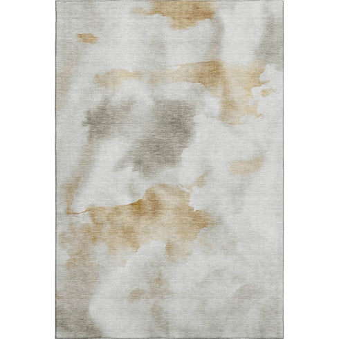 8' X 10' Beige Gray And Copper Abstract Washable Area Rug With UV Protection
