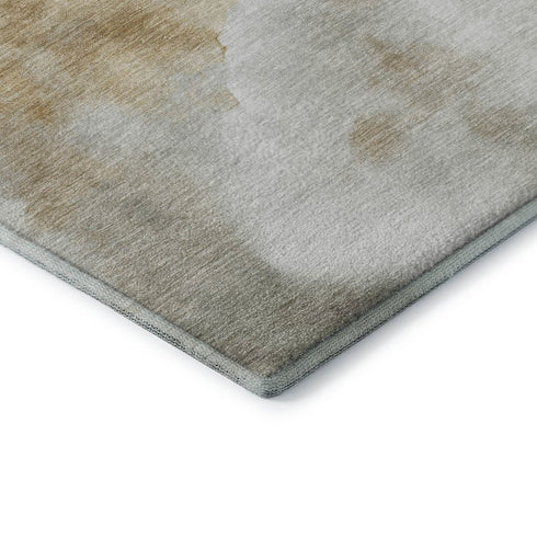 8' X 10' Beige Gray And Copper Abstract Washable Area Rug With UV Protection