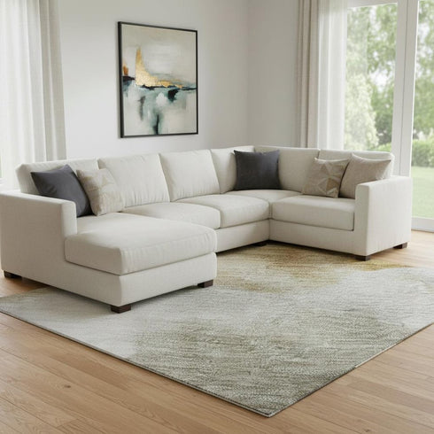 8' X 10' Beige Gray And Copper Abstract Washable Area Rug With UV Protection