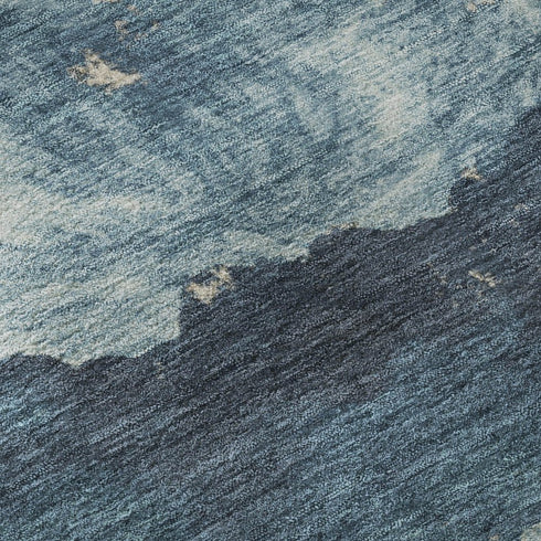 9' X 12' Navy Blue And Ivory Abstract Washable Area Rug With UV Protection