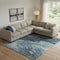 9' X 12' Navy Blue And Ivory Abstract Washable Area Rug With UV Protection