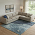 9' X 12' Navy Blue And Ivory Abstract Washable Area Rug With UV Protection