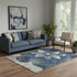 5' X 8' Navy Blue And Ivory Floral Washable Area Rug With UV Protection
