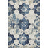 5' X 8' Navy Blue And Ivory Floral Washable Area Rug With UV Protection