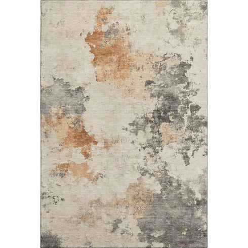 5' X 8' Rust Gray And Ivory Abstract Washable Area Rug With UV Protection
