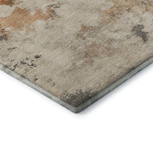 5' X 8' Rust Gray And Ivory Abstract Washable Area Rug With UV Protection
