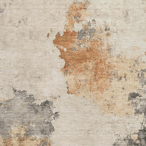 5' X 8' Rust Gray And Ivory Abstract Washable Area Rug With UV Protection