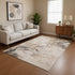 8' X 10' Beige Gold And Charcoal Floral Washable Area Rug With UV Protection