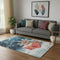 5' X 8' Blue Red And Ivory Geometric Washable Area Rug With UV Protection