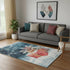 5' X 8' Blue Red And Ivory Geometric Washable Area Rug With UV Protection