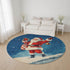 8' Blue Red And Green Floral Washable Round Rug With UV Protection