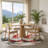 8' Ivory Red And Gray Floral Washable Round Rug With UV Protection