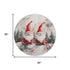 8' Ivory Red And Gray Floral Washable Round Rug With UV Protection