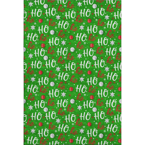 5' X 8' Green Red And Silver Polka Dot Washable Area Rug With UV Protection