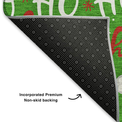 5' X 8' Green Red And Silver Polka Dot Washable Area Rug With UV Protection