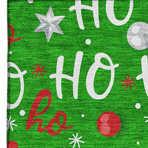 5' X 8' Green Red And Silver Polka Dot Washable Area Rug With UV Protection