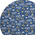 8' Navy Blue White And Gold Polka Dot Washable Round Rug With UV Protection
