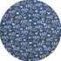 8' Navy Blue White And Gold Polka Dot Washable Round Rug With UV Protection