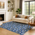 8' X 10' Navy Blue White And Gold Polka Dot Washable Area Rug With UV Protection