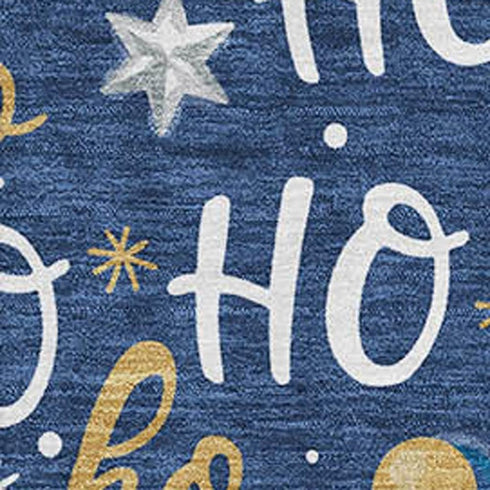 9' X 12' Navy Blue White And Gold Polka Dot Washable Area Rug With UV Protection