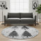 8' Gray And Charcoal Floral Washable Round Rug With UV Protection