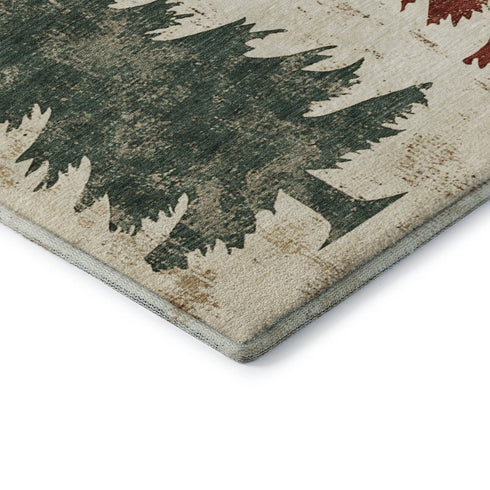 5' X 8' Ivory Gold And Burgundy Floral Washable Area Rug With UV Protection